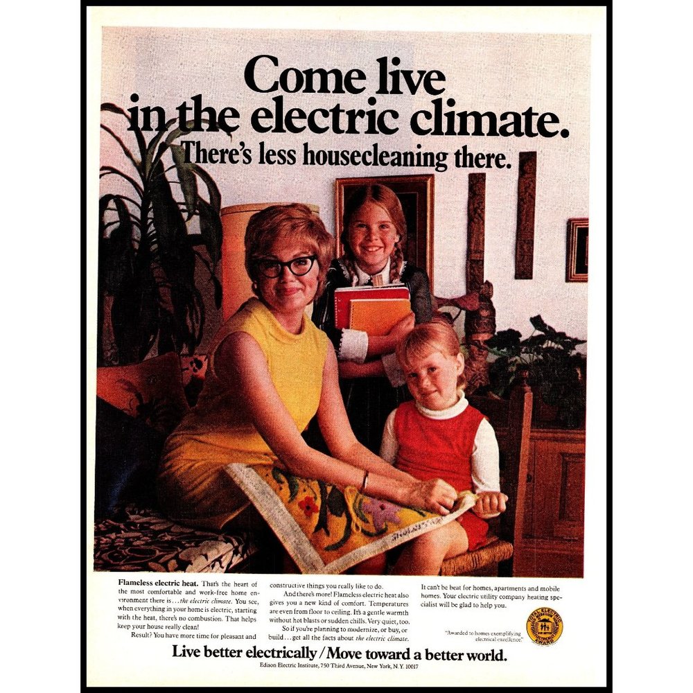 1971 Total Electric Climate Vintage Print Ad Edison Mom Daughters Wall Art Photo